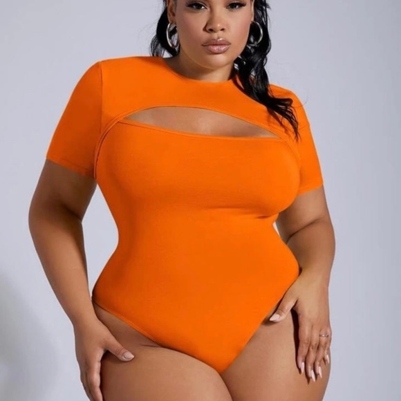 Neon orange cut out bodysuit - Picture 2 of 2